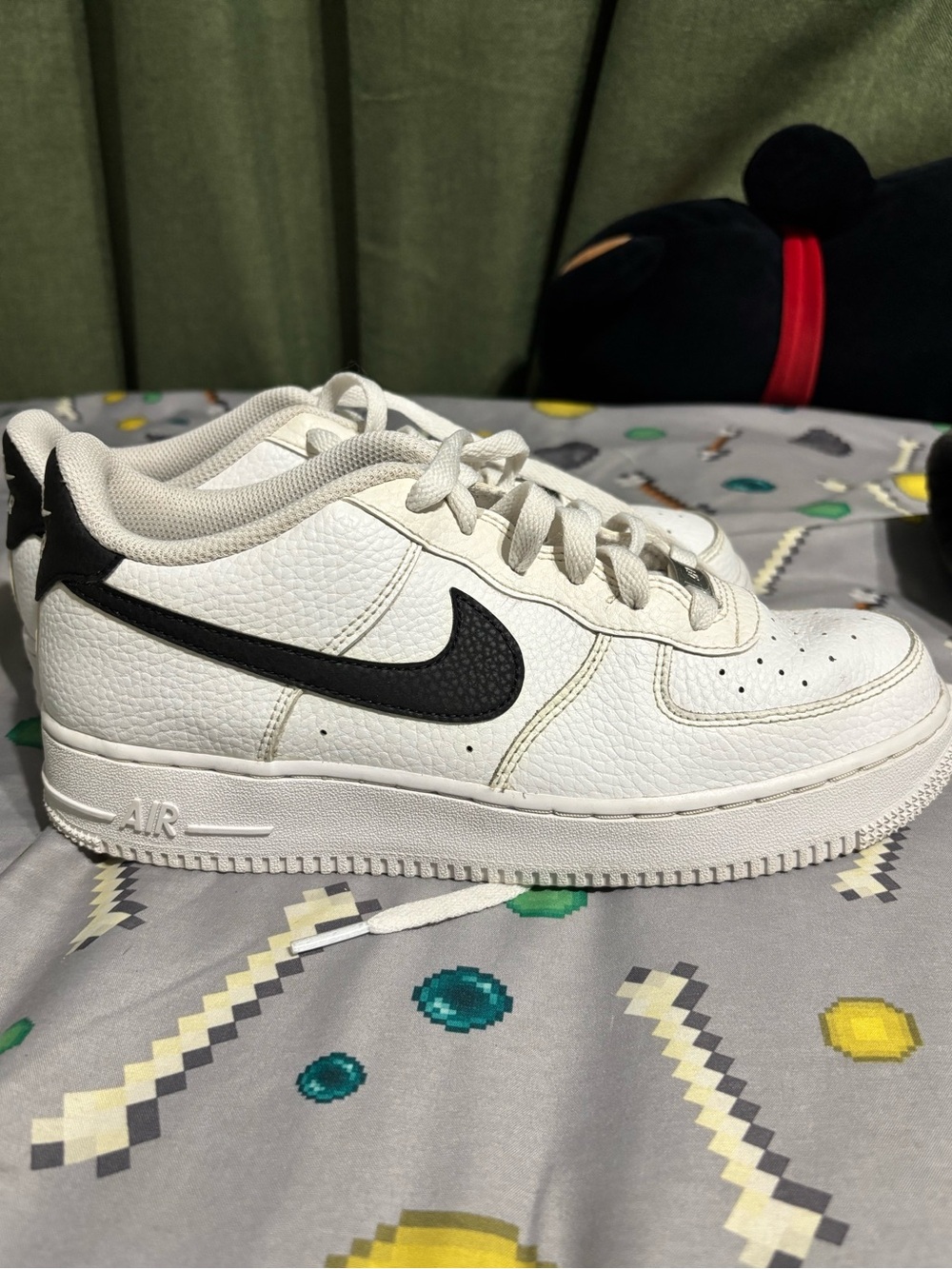Nike White and Black Air Force 1 Low Athletic Shoes